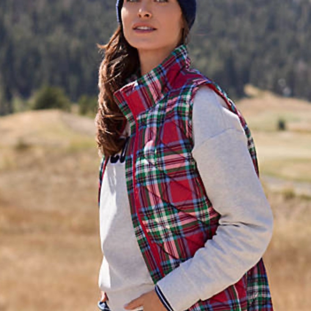 Lands' End Red plaid vest
